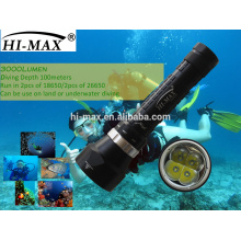 Hi-max flashlight diving cree xm-l u2x4 led 3000lumen plongée lampe de poche